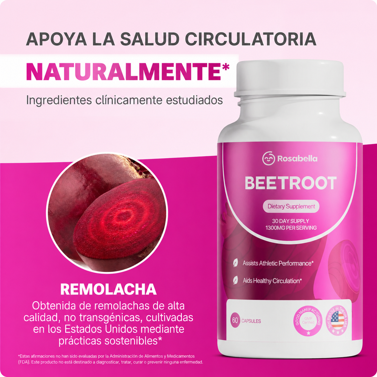 Rosabella BeetRoot - Cápsulas para Apoyar la Circulación y Vitalidad