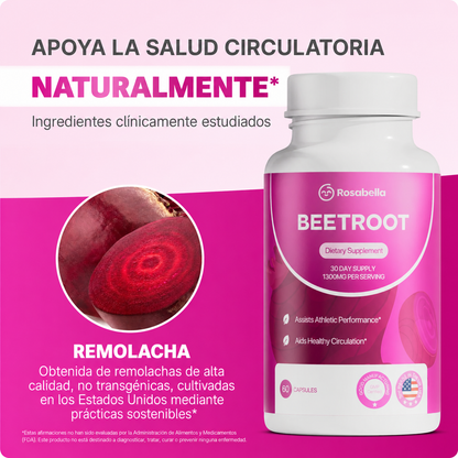 Rosabella BeetRoot - Cápsulas para Apoyar la Circulación y Vitalidad
